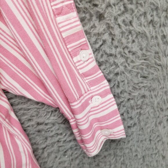 Torrid Shirt Womens 4X Pink Striped Long Sleeve Button Up Collared Pocket - Picture 2 of 11